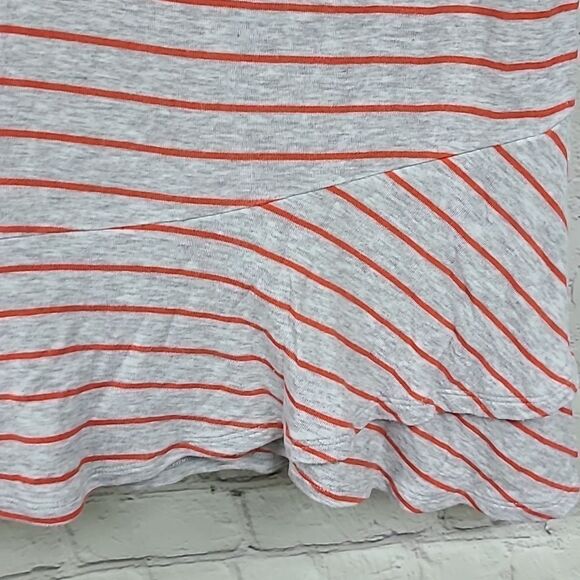 CAbi Grey Orange Stripe Peplum Ruffle Tank Top #5331 Sleeveless Summer Tee Small - Picture 4 of 7
